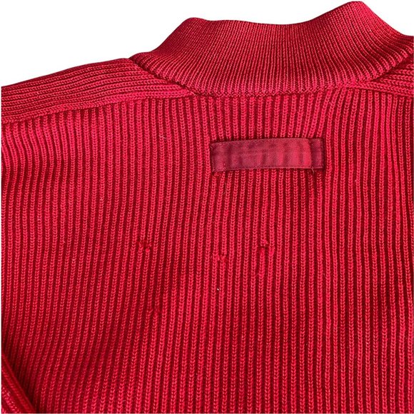 PAUL & SHARK Knit Jacket Mens XL Lined Coat Wool Heavyweight Red *snag - Picture 8 of 9